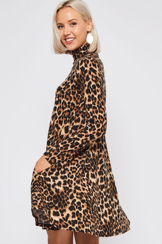 Leopard Knit Sweater Dress