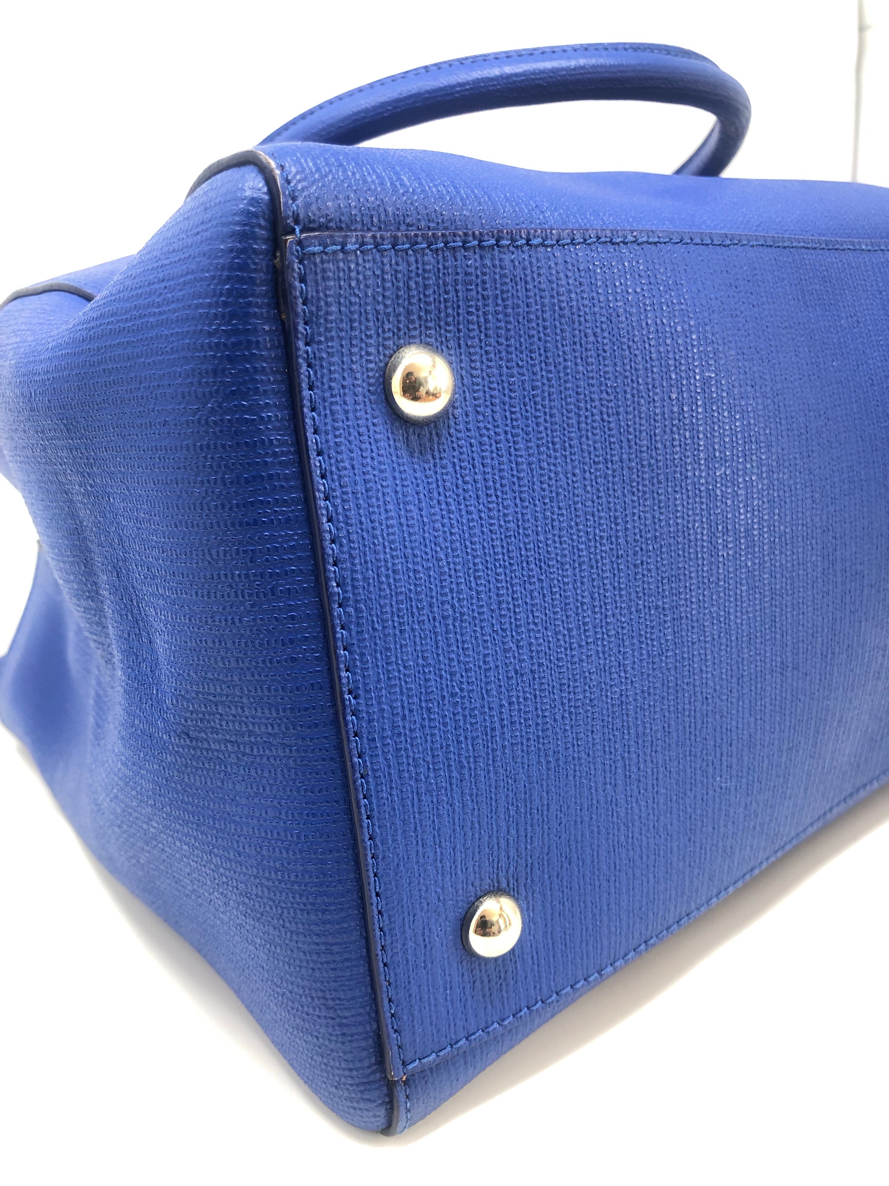 NWT FURLA Ocean Blue Saffiano Leather Small Jucca Stitch Tote Bag