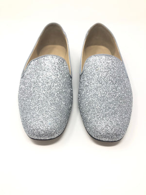 JCrew Silver Glitter Loafers